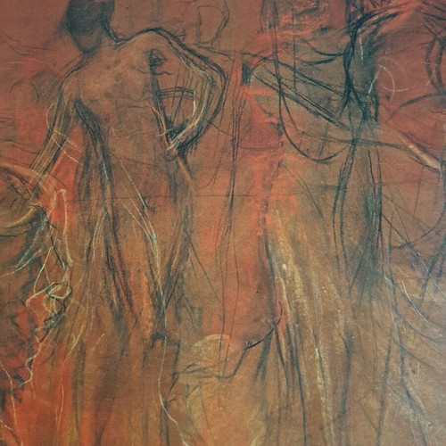 Bizart Dance of the Muses Oil Print on Canvas like new, framed 120×70 cm
