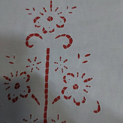 White embroidered curtain handmade for window 125x80cm linen fabric