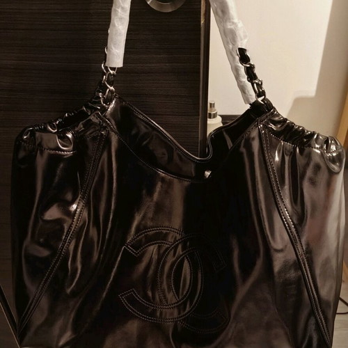Chanel shoulder bag black genuine leather new