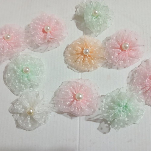 Organza bows new, pack of 207 pieces with 6 pins