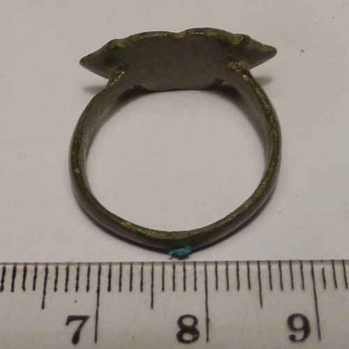 Old Revival bronze ring with decoration used