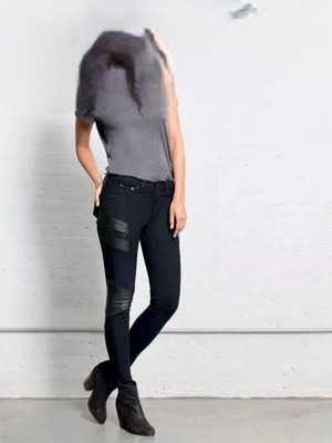 Παντελόνι Τζην Rag & Bone No 27 σε βαθύ μπλε ελαστικό με δερμάτινες λεπτομέρειες μέγεθος 38