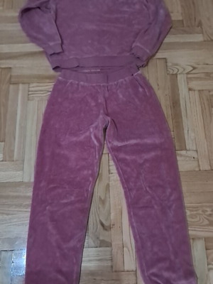 Girls' velour tracksuit set like new, dusty pink, size 12 small fit