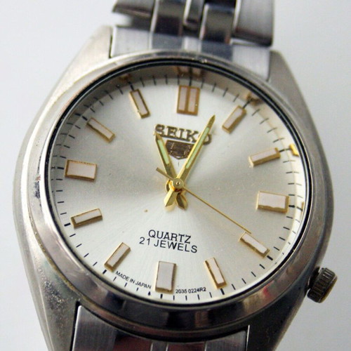 Seiko Quartz 21 Jewels Vintage Wristwatch Japan 2035 0224R2 New Battery