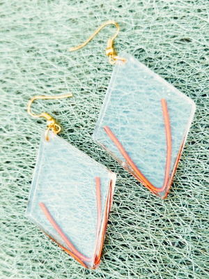 Earrings with copper and resin by Al'Oro like new, beige and brown