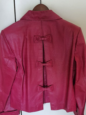 Leather fuchsia jacket used, tailor made, size M