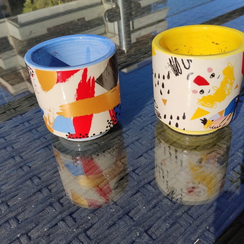 Small flowerpots used, set of 2, 7x7cm