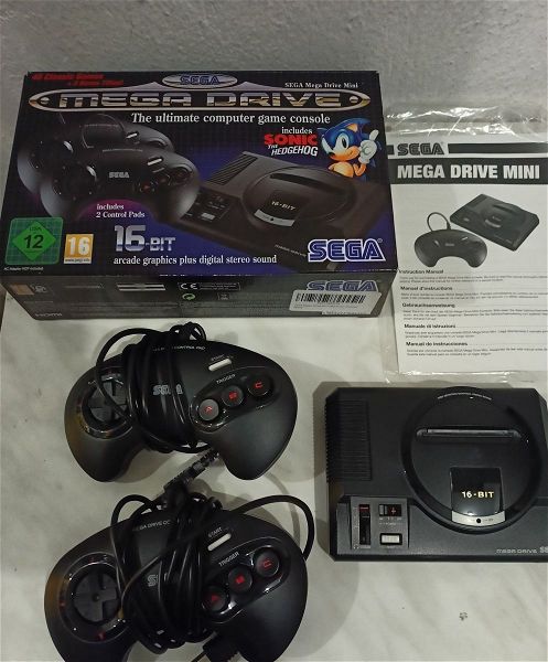  Sega Mega drive mini sto kouti tou, komple, aristi katastasi, gia sillekti