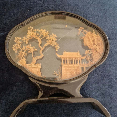 Chinese cork diorama used with glass crack and wooden base