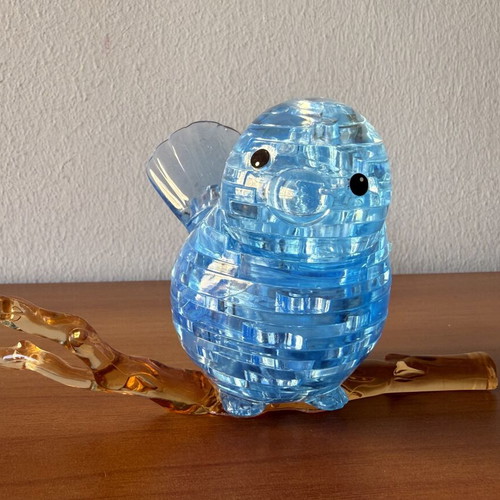 3D Crystal Puzzle Blue Bird on Branch like new