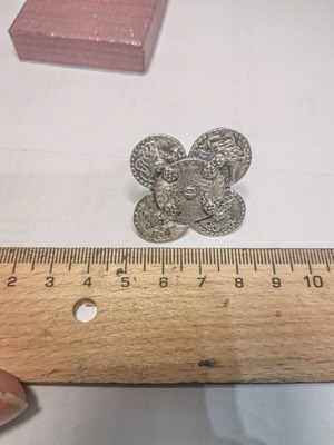 Vintage handmade silver ring with 5 Ottoman Kurus coins like new