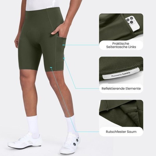 Santic men's cycling shorts with 4D padding, dark green