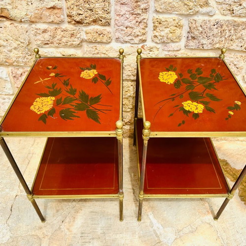 Chinoiserie vintage handmade bedside tables set of 2