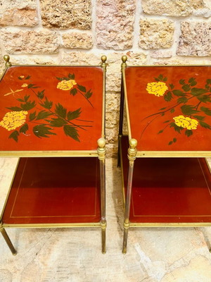 Chinoiserie vintage handmade bedside tables set of 2