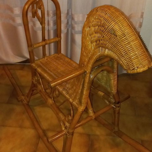 Children's rocking bamboo horse unused