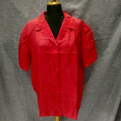 Vintage silk women's short-sleeve shirt red XL like new