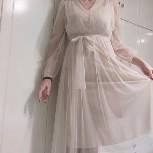 Midi tulle dress like new, beige, size M