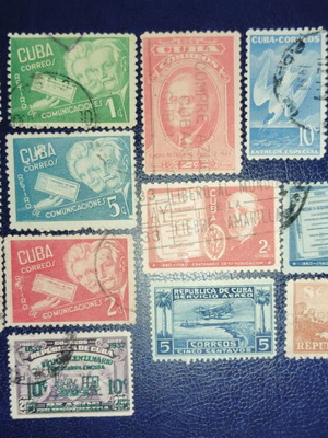 Cuba ten series of postage stamps