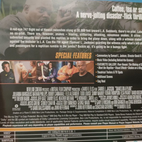 Snakes on a Plane Blu-Ray like new with English subtitles