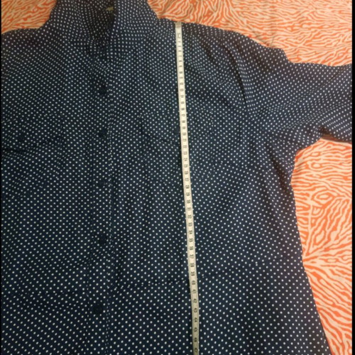Women's semizie dress like new, dark blue with white polka dots, size L