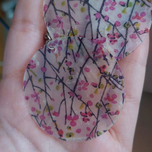 Handmade earrings new, hand-painted, black and pink