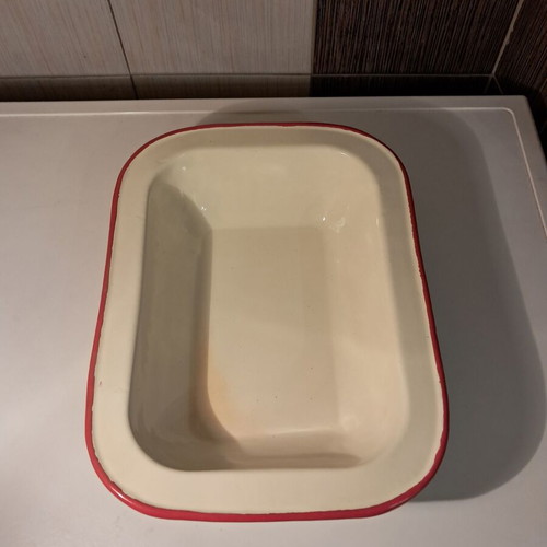 Vintage enamel kitchen baking tray like new, 28 x 21 cm