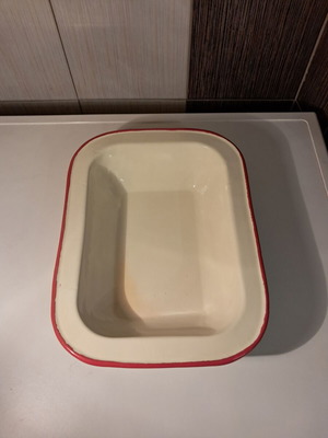 Vintage enamel kitchen baking tray like new, 28 x 21 cm