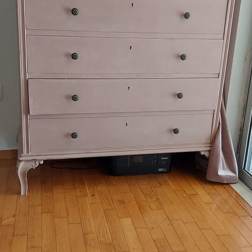 Louis XV vintage wooden dresser, refurbished, dusty pink