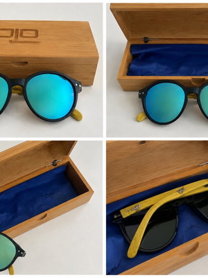 Ojo sunglasses unisex with wooden arms and case, like new