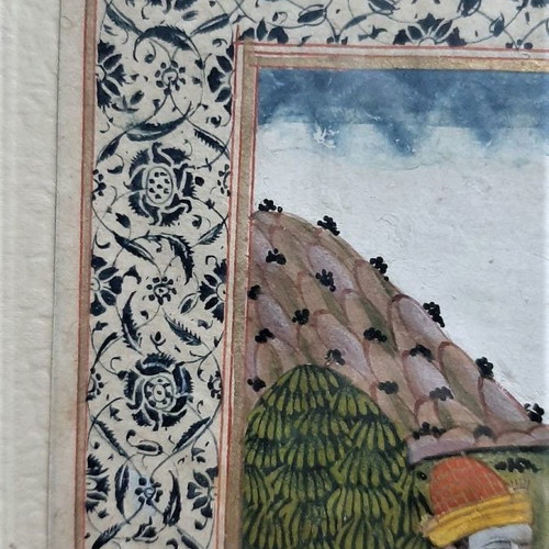 Persian miniature 18th century used, Hunter Behzad