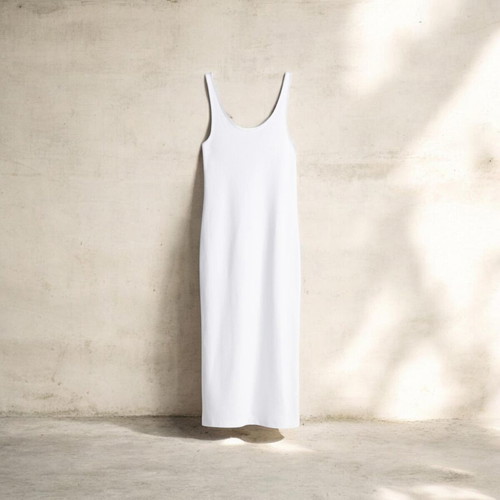 Midi fitted dress H&M new, white, size L