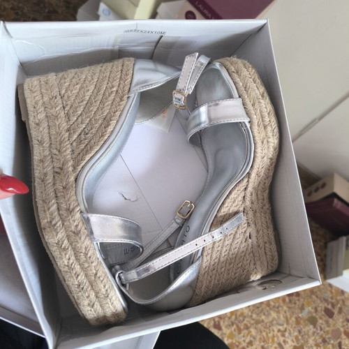 Silver straw platform sandals size 39