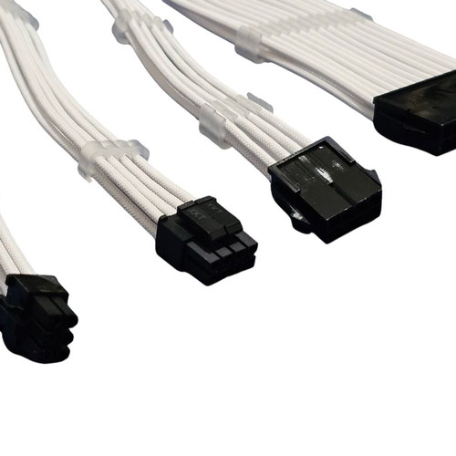 Fabric extension cable kit for PC white 30cm new