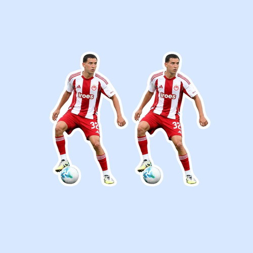 Santiago Hezze Olympiacos stickers made to order, set of 2