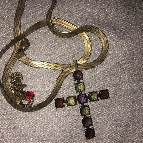 Dyrberg/Kern Vintage Statement Necklace Cross with Crystals