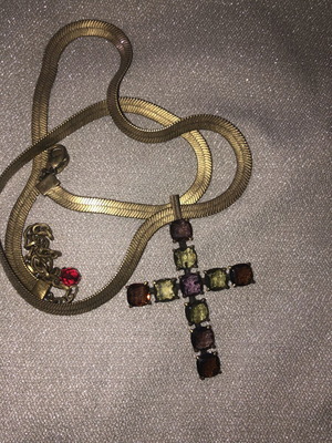 Dyrberg/Kern Vintage Statement Necklace Cross with Crystals