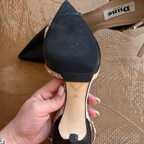 Dune leather pumps with strap and studs size 38 like new, black