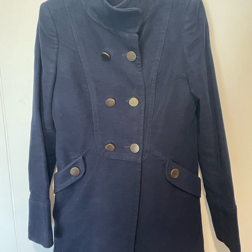 Blue velvet-type coat used, size M