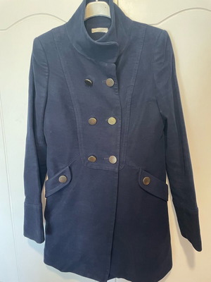 Blue velvet-type coat used, size M