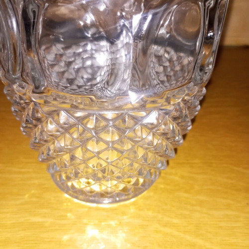Vintage crystal ice bucket with silver-plated handle like new