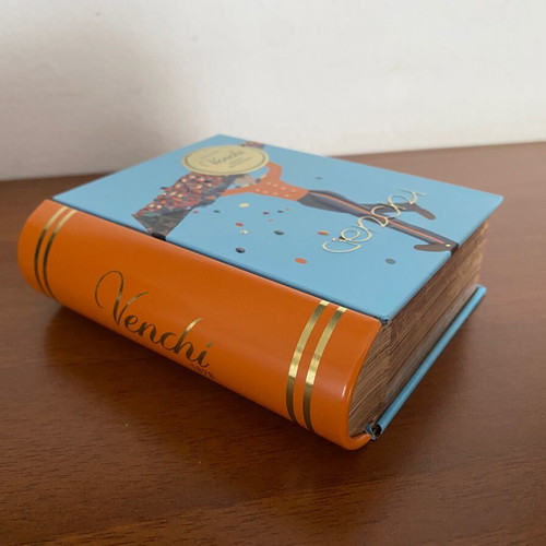 Venchi collectible metal box like new, book-shaped small