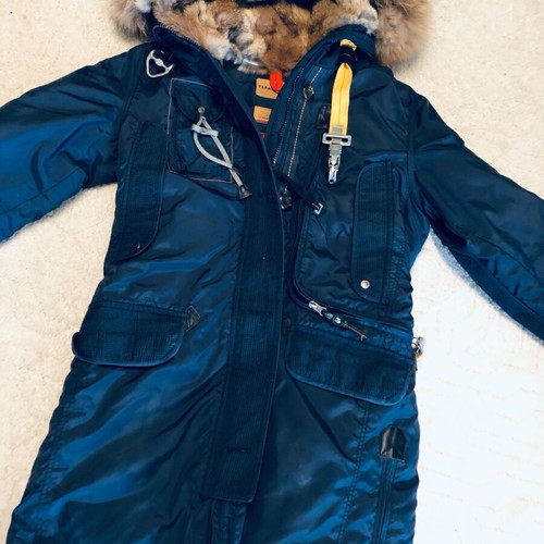 Parajumpers women's used long down-filled hooded parka blue