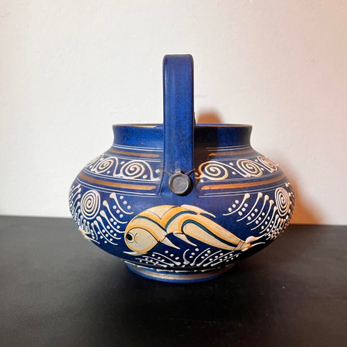 Decorative ceramic amphora used, handmade