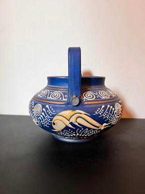 Decorative ceramic amphora used, handmade