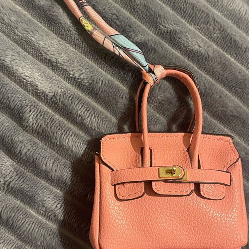 Decorative keychain bag and case for earphones or cards new pink
