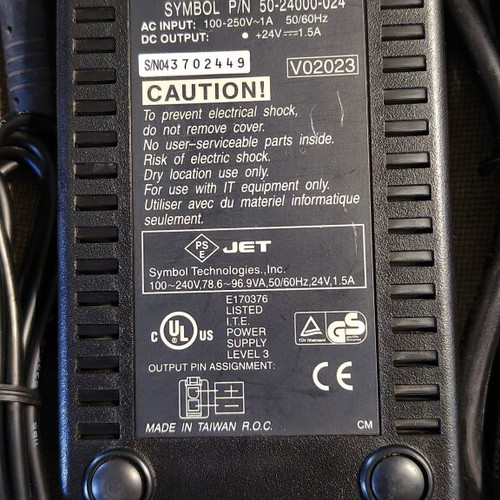 Symbol power supply 50-24000-024 24Vdc 1.5A 36W used