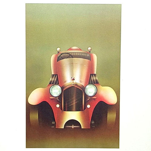 Vintage Retro Art Deco Print J. Parker Oldtimer on Cardboard like new