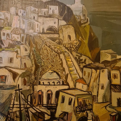 Oil painting Nikolaos Santorinaios new, oil on cardboard 40.5×28.5