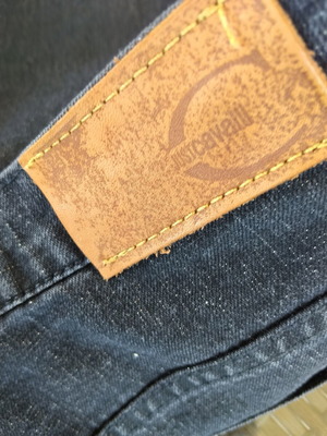 Vintage Just Cavalli jeans with rhinestone logo and coated effect IT 50