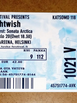 Εισιτήριο Nightwish & Sonata Arctica Live 21-10-2005 καινούργιο